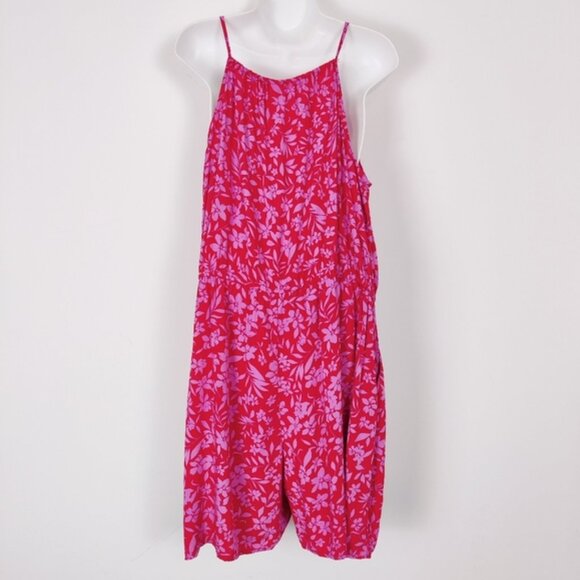 Old Navy Womens Halter Jumpsuit in Pink Size XL Tropical Wide Leg - Picture 4 of 5
